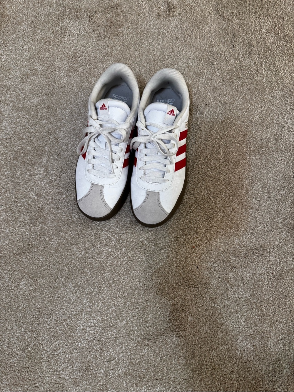 adidas White and Red Low-Top Sneakers - Picture 2 of 3